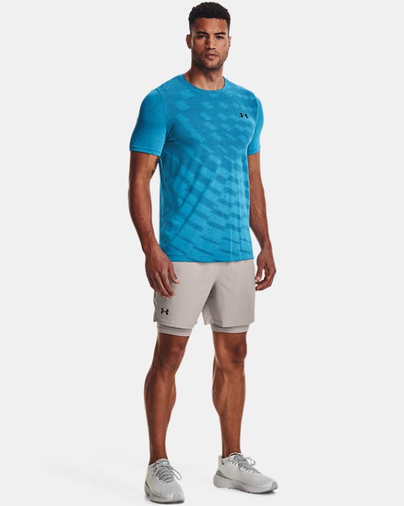 Men's UA Seamless Radial Short Sleeve in Blue image number 2